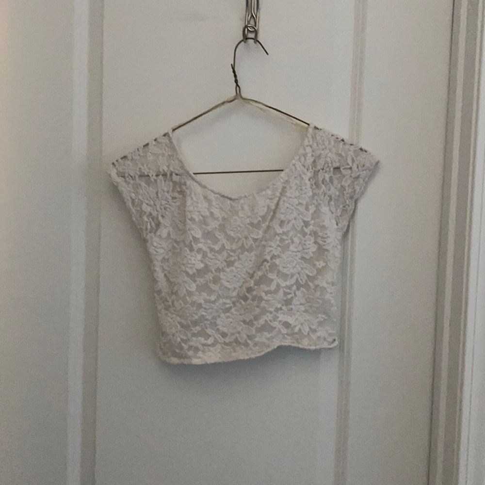 White lace crop top